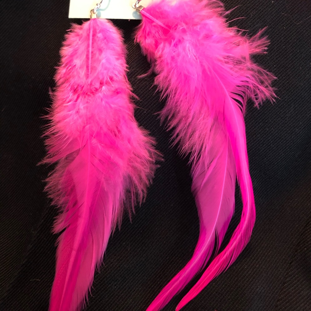 Long electric pink earrings